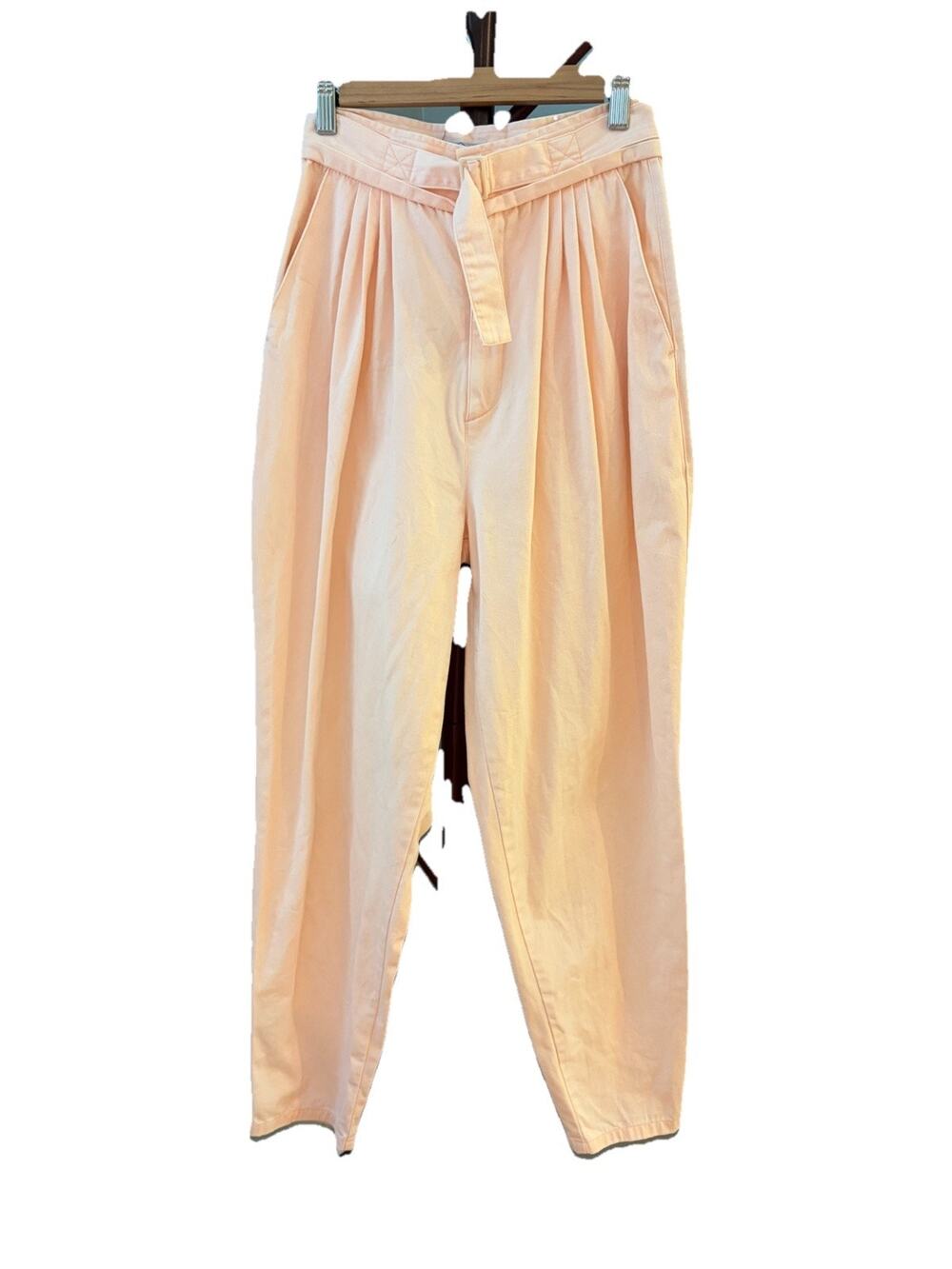 Vintage Helium Peach 100% Cotton High Waist Belted Pants